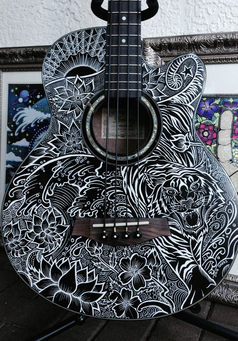 painted guitar with custom design