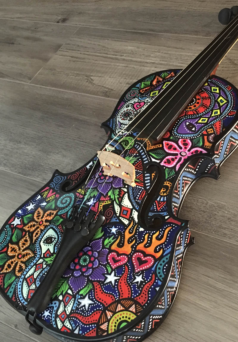 painted violin with custom design