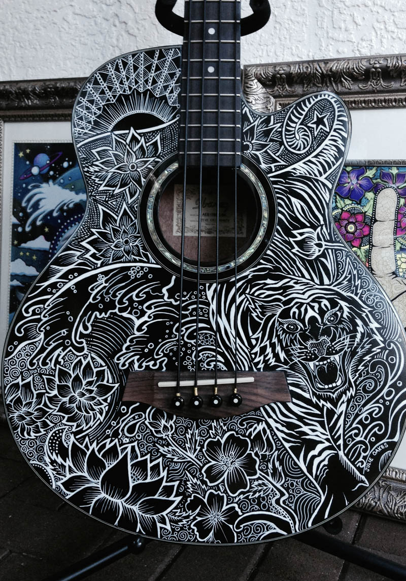 painted guitar with custom design